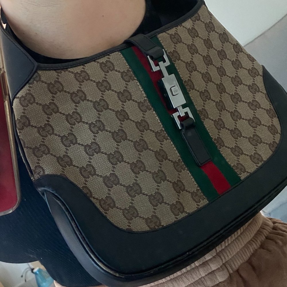 GUCCI Vintage GG Canvas Jackie O Hobo